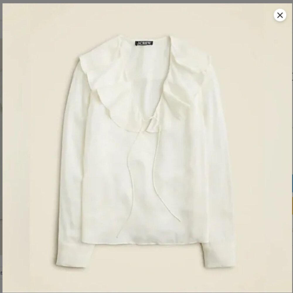 J.Crew Goldie top in satin CD054 NWT SZ L blouse shirt large cream white ties